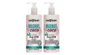 Увлажняющий молочный лосьон для тела Smoothing Milk 500мл/500мл*2 SOAP&GLORY, Gentle Coconut белый Body Lotion 500ml*2