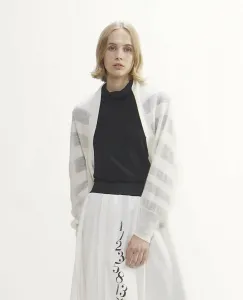 Кардиган из жатой шерсти с мохеровой каймой Plain People, цвет White