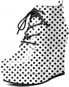 Younton Ботильоны на танкетке с круглым носком для женщин, платформенные, шнуровка, каблук 4 дюйма, теплые ботинки для вечеринок и вечерних мероприятий