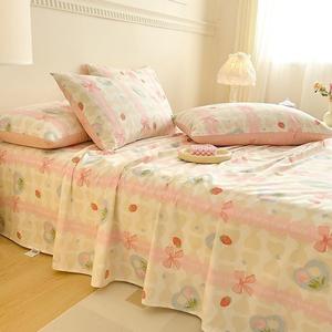 UJNHGQ Комплект постельного белья из 100% хлопка с розово-фиолетовым цветочным принтом, ультрамягкий и дышащий Color 4