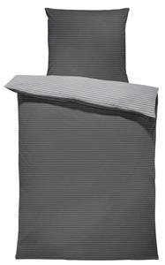 Постельное белье в полоску в полоску современный двусторонний хлопок Renforcé на молнии, размер: 4 шт. 155х220 см, цвет: серый/антрацит One-Home
