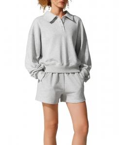 Женская толстовка оверсайз с воротником-поло Heirloom '89 LILYSILK, Heather-grey