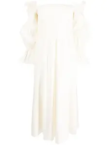Платье с открытыми плечами и оборками Cult Gaia, нейтральный