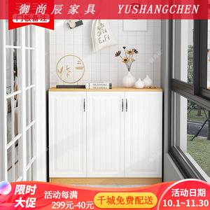 Yu Shangchen Комод 130х40х90 см для балкона из массива дерева, 3 двери, 3 полки, устойчивый к выгоранию