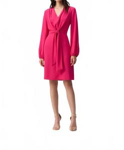 Платье миди с V-образным вырезом и длинными пышными рукавами в цвете герани Joseph Ribkoff, Geranium