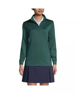 Женский свитшот Active Performance с застежкой-молнией на четверть Lands' End, зеленый
