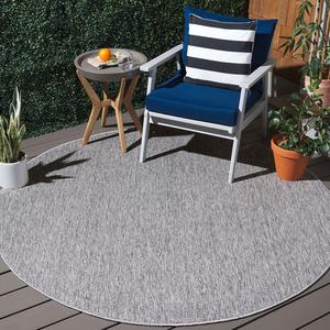 Ковер SAFAVIEH, 201 x 201 см, Sisal All-Weather Collection, круглый, Dark Grey, геометрический рисунок, для помещений и улицы, моющийся, идеально для патио, заднего двора, прихожей (SAW420F-7R)