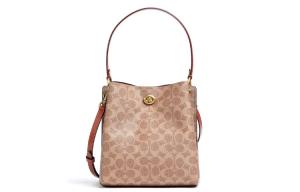 Чарли Канвас с кожаной сумкой-ведром через плечо, женская коричневая/ржавая COACH