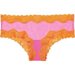 Victoria's Secret Розовые трусики Cheeky с отделкой из сетчатого кружева Pink Tease/Hollywood Pink, 1 шт