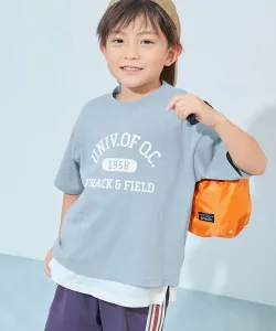 Футболка с коротким рукавом, 100% хлопок, с крупным силуэтом лабрадора, детская и младенческая одежда, весна/лето 2016 Devirock, цвет 006-Logo 3-Mist Blue