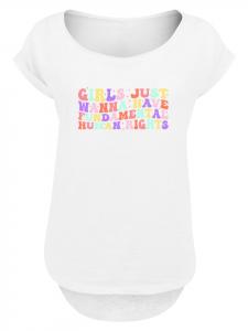 Футболка Девочки просто хотят иметь основные права к Женскому дню, белая F4NT4STIC