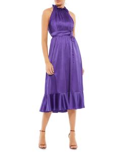 Платье миди Ieena с халтернеем Mac Duggal, фиолетовый