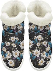 Женские пушистые ботинки Комфортные ботильоны на каждый день для мужчин ботинки на зиму без шнуровки, размеры США 4,5-12 Cugasmaru, Daisy Blue