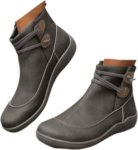 Женские ботинки на шнуровке, модные ботильоны с боковой молнией, стиль вестерн, повседневные и нарядные ретро короткие ботинки, носить без застежек, 2025 Lausiuoe, Grey