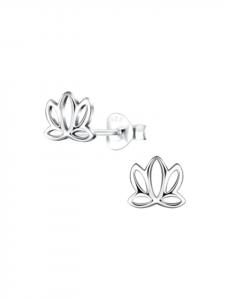 Alexander York Серьги-гвоздики в виде цветка лотоса из серебра 925 пробы, комплект из 2 штук