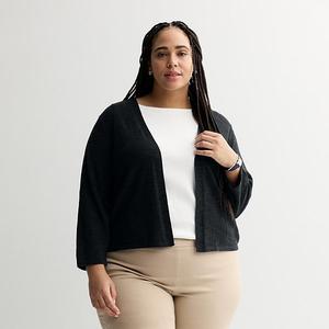 Кардиган с открытой передней частью и рукавом три четверти Croft & Barrow, Mineral Black