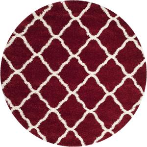 Ковер SAFAVIEH, 214 x 214 см, Hudson Shag Collection круглый red / ivory SGH283R Moroccan Trellis без линьки для гостиной спальни столовой прихожей плюшевый