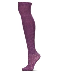 Женские теплые носки выше колена из хлопковой смеси с эффектным бриллиантом MeMoi, Plum