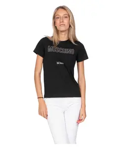 Футболка из хлопкового трикотажа с декором. Moschino, черный