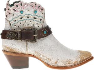 Corral Boots Женские сапоги Corral с заклепками, ремешками, заостренным носком, молнией, повседневные ботильоны на среднем каблуке 2-3" - белые