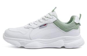 Кроссовки женские толстые низкие белый/зеленый Warrior