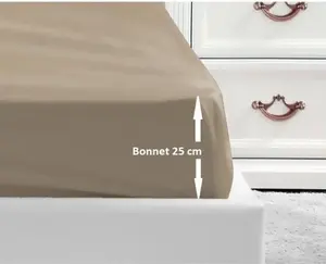 Простыня на резинке 100% хлопок 90x190x25 см бежевый LOVELY HOME