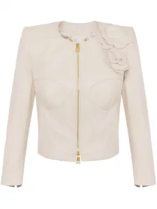 Куртка с цветочной аппликацией Elisabetta Franchi, нейтральный