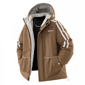 Пуховик Unisex Hooded Thickened WARRIOR, коричневый (diy badge)