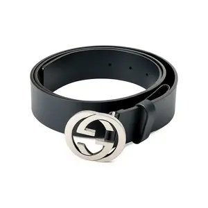 GUCCI Мужской кожаный ремень с пряжкой и логотипом GG, Black