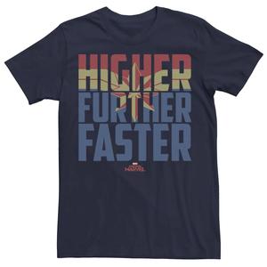 Мужская футболка с рисунком Captain Higher Faster Fill Marvel