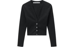 Длинный укороченный кардиган с тиснением Alexander Wang, черный