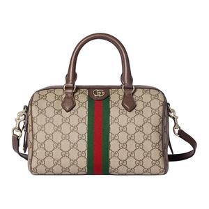 GUCCI Кожаная женская сумка через плечо Ophidia среднего размера коричневая