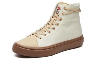 Парусиновые туфли женские высокие античные белые/пшеничные Fila Fusion