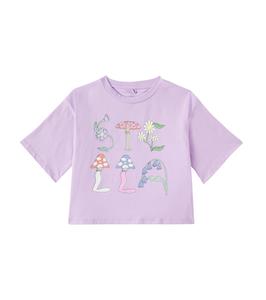 Укороченная футболка из хлопкового джерси с принтом Stella McCartney Kids, фиолетовый