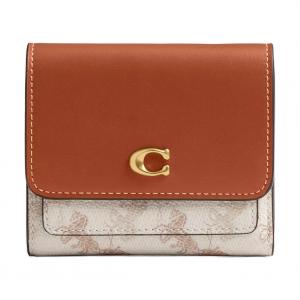 COACH Кошелек Mira Coated Canvas With Calfskin Small Women's Chalk Gray & Brown