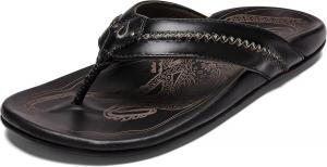 Мужские кожаные пляжные сандалии OLUKAI Mea Ola, черный