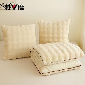 Yalu Подушка-одеяло 40х40 см, разворачивается в плед 100х145 см, молочный бархат, цвет Bao Bao Rabbit Plush Milk White