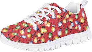 Кроссовки Forchrinse для мальчиков и девочек, с шнуровкой, для бега и ходьбы, повседневные, с плоской подошвой и противоскользящей подошвой, Christmas Colorful Lights Print