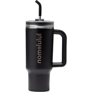 Силиконовая соломинка для рта с ручкой, 40 унций Lululemon, черный