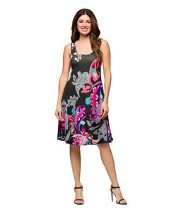 Женское розовое платье-майка без рукавов длиной до колена с узором пейсли 24seven Comfort Apparel, Pink Multi