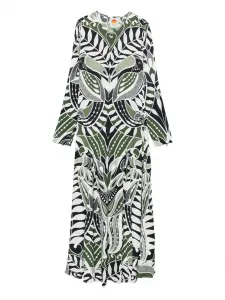 Кружевное платье Lace Nature с длинными рукавами FARM Rio, черный