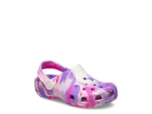 Классические светящиеся мраморные сабо - детские Crocs, Pink/Multicolor