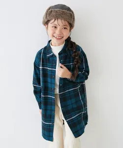 Платье-рубашка из клетчатой фланели, 100% хлопок, с длинными рукавами, коллекция осень/зима 2025 Devirock, цвет 006-Cobalt Blue