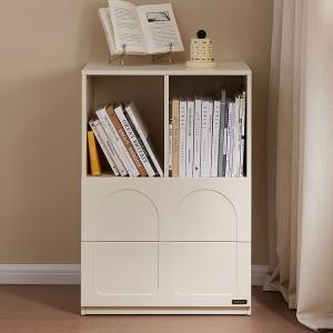 Quanu Комод для спальни и гостиной из МДФ, 4 ящика, стиль вертикальная сетка, цвет Gardenia White