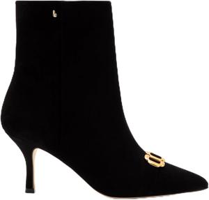 Женские ботильоны с металлической пряжкой, с заостренным носком и каблуком-стилет, стильные короткие ботинки в западном стиле для вечеринки или платьев WINDBXYB, Black