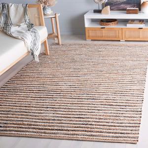 Ковер SAFAVIEH, 183 x 183 см, Cape Cod Collection, Natural & Navy, ручной работы, плетеный дизайн, идеально для гостиной, спальни, столовой (CAP151N-6SQ)