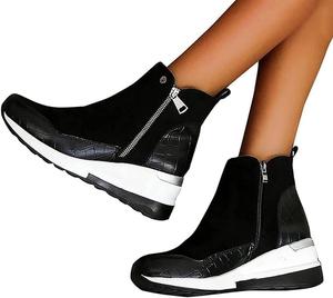 Кроссовки HOTRA для женщин, обувь для ходьбы с поддержкой свода стопы, на платформе сандалии-башмачки из замши, кроссовки с молнией, ботильоны (Цвет: синий, Размер: 11 US)