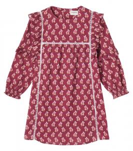 Платье хлопковое Genova с цветочным принтом Cozmo, Burgundy