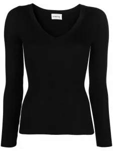 Топ тонкой вязки с V-образным вырезом P.A.R.O.S.H., черный