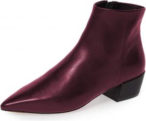 Женские ботильоны YDN с заостренным носком, низкий каблук, удобные зимние ботинки для прогулок, Dark Magenta